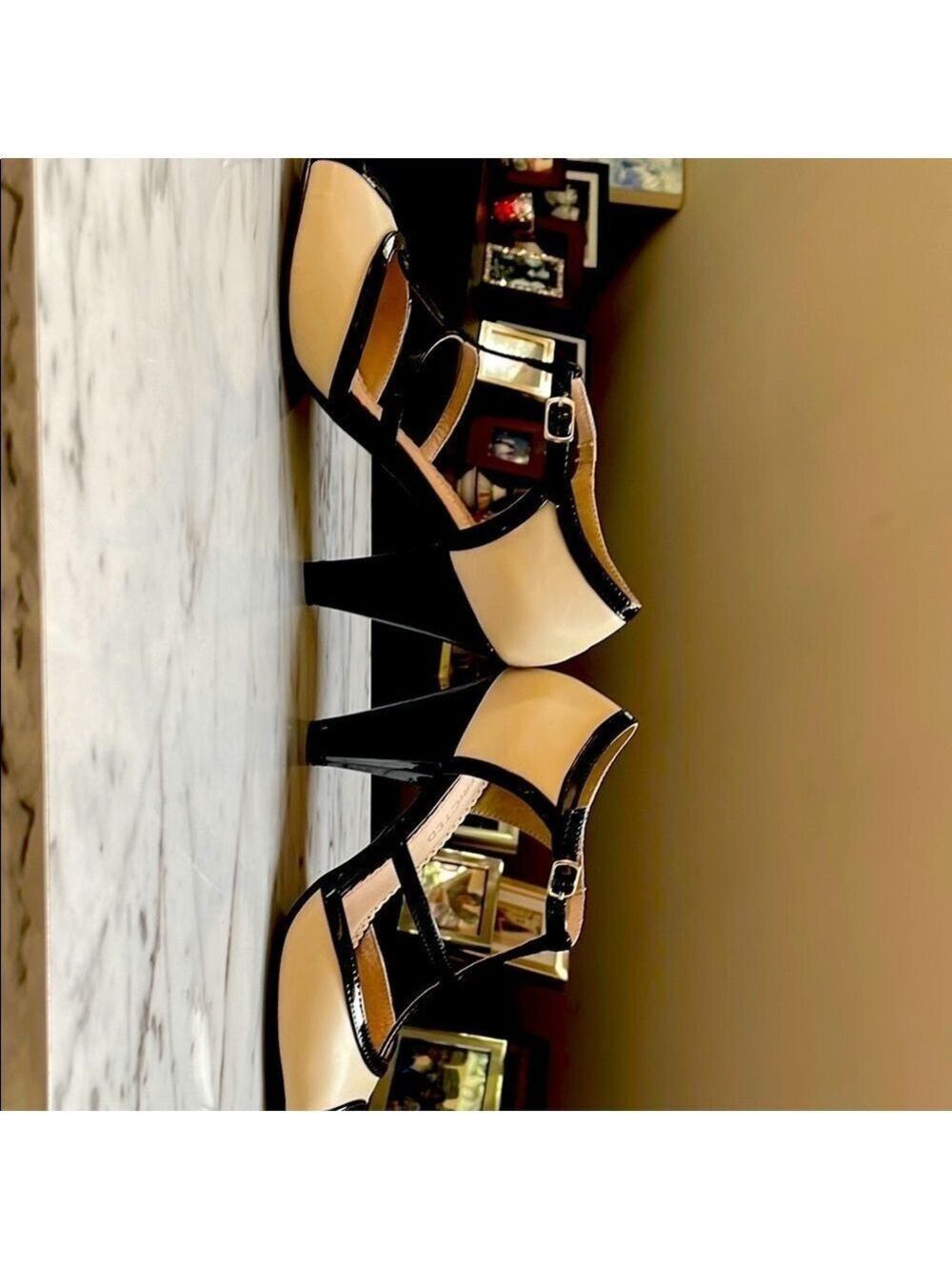 Vintage 1920s Flapper Cream and Black T-Strap Heels by “Restricted” size 7.5 - Picture 7 of 11